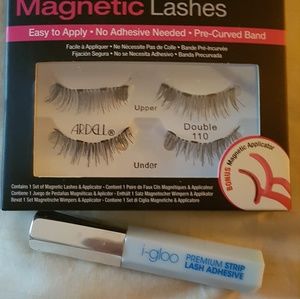 Magnetic false eyelashes and lash adhesive s.